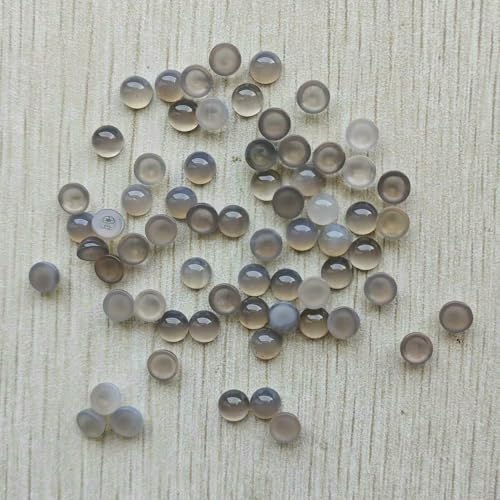 Großhandel 100 Stück Mode Naturstein Runde Cabochon Perlen 6mm für Schmuck Zubehör machen-grau Achat-6mm von HDJSDB