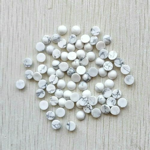 Großhandel 100 Stück Mode Naturstein Runde Cabochon Perlen 6mm für Schmuck Zubehör machen-weiß türkis-6mm von HDJSDB