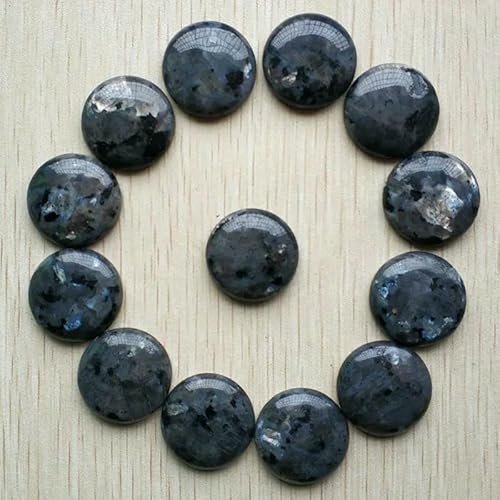 Großhandel 12 stücke/lotnatural stein gemischt runde cabochon perlen 25mm für DIY schmuck machen-Schwarz Flash von HDJSDB