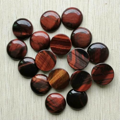 Großhandel 12 stücke/lotnatural stein gemischt runde cabochon perlen 25mm für DIY schmuck machen-rot tigerauge stein von HDJSDB