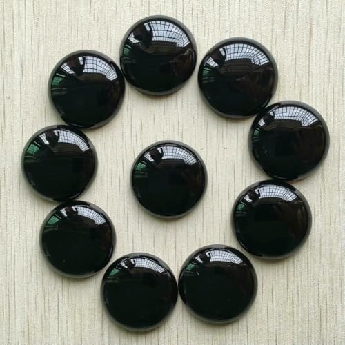 Großhandel 12 teile/los 2018 neue naturstein gemischt runde cabochon perlen 25mm für DIY schmuck machen-schwarz onyx von HDJSDB