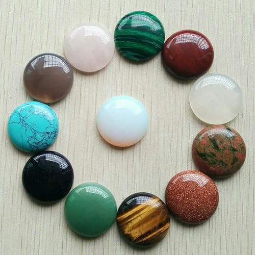 Großhandel 12 teile/los 2018 neue naturstein gemischten runde cabochon perlen 25mm für DIY schmuck machen-gemischt von HDJSDB