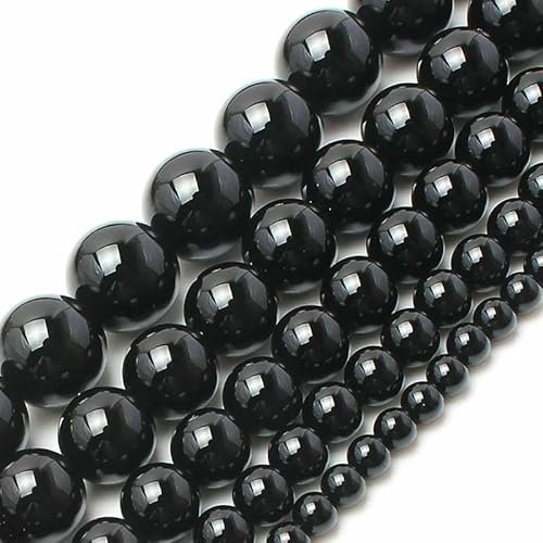 Großhandel Natursteinperlen Glatte runde schwarze Achate Onyx Lose Perlen zur Schmuckherstellung Pickgröße 2/3/4/6/8/10/12/1 mm-3,0 mm 110 Stück Perlen von HDJSDB