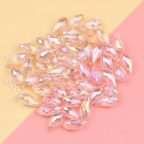 Hochwertige, exquisite österreichische Kristallperlen in Wassertropfenform, 6 x 12 mm, 50 Stück, Kristallglas-Kiefernperlen-Ornamente, DIY-Armband-Halskette, Rosa von HDJSDB