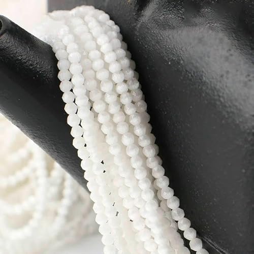 Kleine 2 mm Katzenaugen-Glasperlen, 48 facettierte lose Perlen zur Schmuckherstellung, Armband-Halsketten-DIY-Zubehör – 10, weiß – 20 Stränge (3500 Stück) von HDJSDB