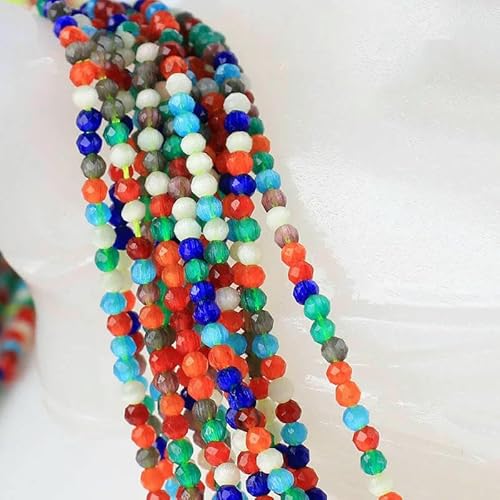 Kleine 2 mm Katzenaugen-Glasperlen, 48 facettierte lose Perlen zur Schmuckherstellung, Armband-Halsketten-DIY-Zubehör – 14 Mischungen – 10 Stränge (1750 Stück) von HDJSDB
