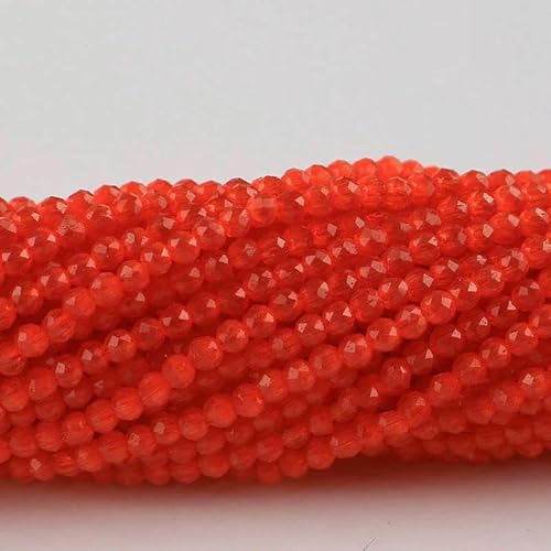 Kleine 2 mm Katzenaugen-Glasperlen, 48 facettierte lose Perlen zur Schmuckherstellung, Armband- und Halskettenherstellung, DIY-Zubehör, 6, Orangerot, 20 Stränge (3500 Stück) von HDJSDB
