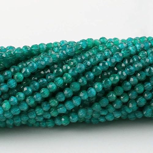 Kleine 2 mm Katzenaugen-Glasperlen, 48 facettierte lose Perlen zur Schmuckherstellung, Armband- und Halskettenherstellung, DIY-Zubehör – 13. Blauer Zirkonia – 20 Stränge (3500 Stück) von HDJSDB