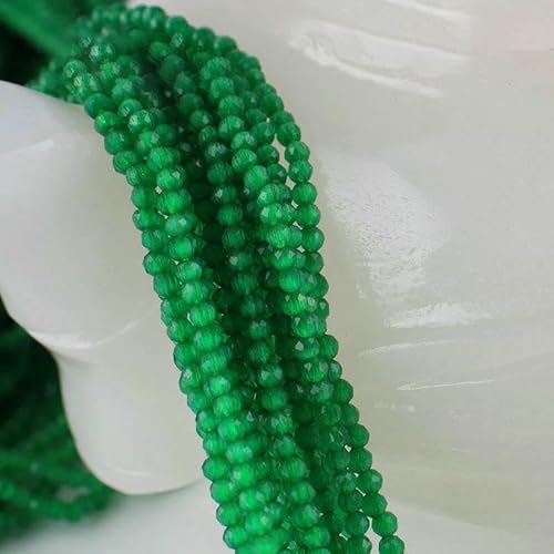 Kleine 2 mm Katzenaugen-Glasperlen, 48 facettierte lose Perlen zur Schmuckherstellung, Armband- und Halskettenherstellung, DIY-Zubehör – 4. Hellgrün – 20 Stränge (3500 Stück) von HDJSDB