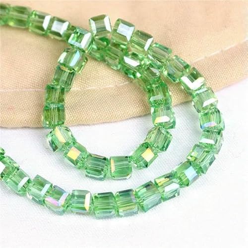 Kristallwürfelperlen, Abstandshalter, DIY-Schmuckherstellung, 2/3/4/6/8/10 mm, lose facettierte Glasperlen, quadratisch, für Handarbeiten, Zubehör, hellgrün, 3,0 mm, 95 Stück von HDJSDB