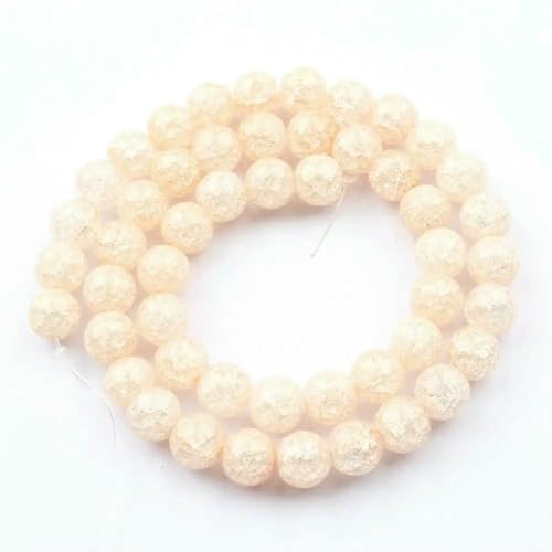 Mehrfarbige, schneebedeckte Kristallperle, 4, 6, 8, 10, 12 mm, runde, lose Abstandsperlen für die Herstellung von DIY-Schmuck, Armbändern und Ohrringen, 15 Zoll, Champagner, 10 mm (ca. von HDJSDB