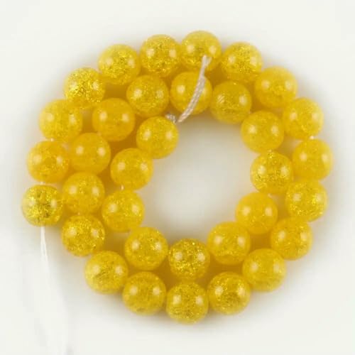 Mehrfarbige, schneebedeckte Kristallperle, 4, 6, 8, 10, 12 mm, runde, lose Abstandsperlen für die Herstellung von DIY-Schmuck, Armbändern und Ohrringen, 15 Zoll, Goldgelb, 6 mm (ca. 61 von HDJSDB