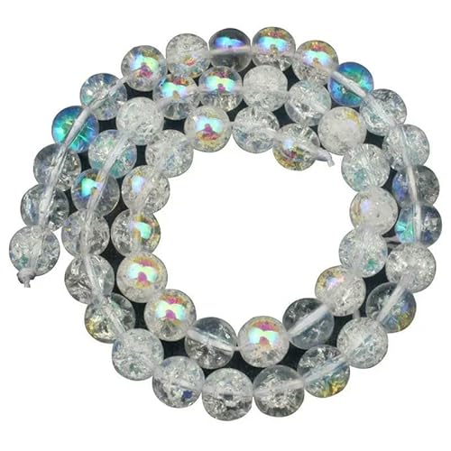 Mehrfarbige, schneebedeckte Kristallperle, 4, 6, 8, 10, 12 mm, runde, lose Abstandsperlen für die Herstellung von Schmuck, Armbändern und Ohrringen, 15 Zoll, AB-plattiert, 10 mm (ca. 3 von HDJSDB