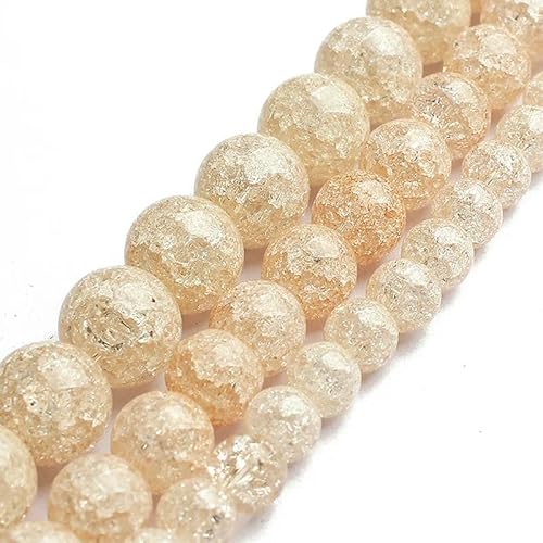 Mehrfarbige, schneebedeckte Kristallperle, 6 8 10 mm, rund, lose Quarzkristallperlen zur Herstellung von Armbändern, 15 Zoll, heller Champagner, 6 mm, 61 Stück Perlen von HDJSDB