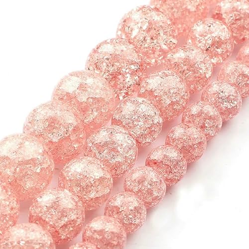 Mehrfarbige, schneebedeckte Kristallperle, 6 8 10 mm, rund, lose Quarzkristallperlen zur Herstellung von Armbändern, Großpackung, 15 Zoll, Pfirsich, 8 mm, 46 Stück Perlen von HDJSDB