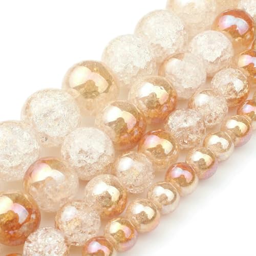 Mehrfarbige, schneebedeckte Kristallperle, 6 8 10 mm, runde, lose Quarzkristallperlen zur Herstellung von Armbändern, 15 Zoll, champagnerfarben plattiert, 8 mm, 46 Stück Perlen von HDJSDB