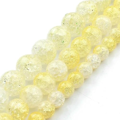 Mehrfarbige, schneebedeckte Kristallperle, 6 8 10 mm, runde, lose Quarzkristallperlen zur Herstellung von Armbändern, Großpackung, 15 Zoll, weiß-gelb, 10 mm, 36 Perlen von HDJSDB