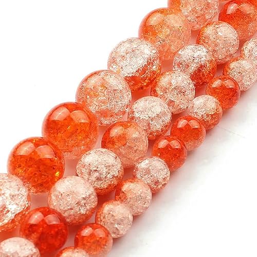 Mehrfarbige, schneebedeckte Kristallperle, 6 8 10 mm, runde, lose Quarzkristallperlen zur Herstellung von Armbändern, Großpackung, 15 Zoll, weiß-orange, 6 mm, 61 Stück Perlen von HDJSDB