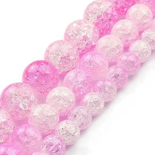 Mehrfarbige, schneebedeckte Kristallperle, 6 8 10 mm, runde, lose Quarzkristallperlen zur Herstellung von Armbändern, lose Masse, 15 Zoll, weiß-rosa, 10 mm, 36 Stück Perlen von HDJSDB