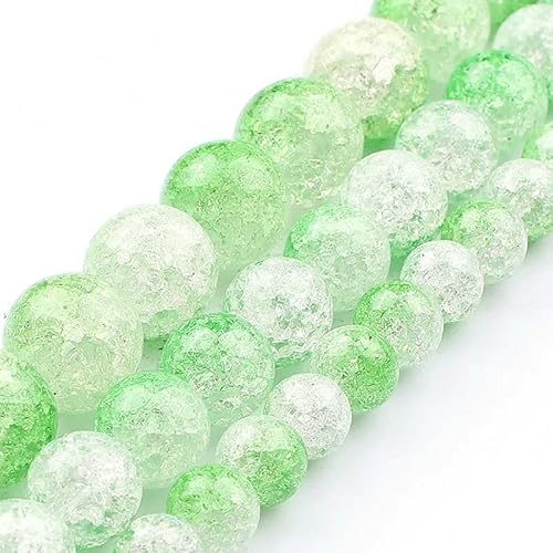 Mehrfarbige, schneebedeckte Kristallperle, 6 8 10 mm, runde, lose Quarzkristallperlen zur Herstellung von Armbändern, lose Masse, 15 Zoll, weißgrün, 8 mm, 46 Stück Perlen von HDJSDB