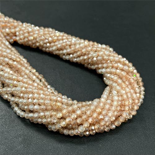 Mehrfarbige facettierte natürliche Zirkon-Loseperlen, 2 mm, 3,0 mm, Quarzkristallperle zur Schmuckherstellung, Zubehör, Perlen-Champagner-Zirkon-4,0 mm von HDJSDB