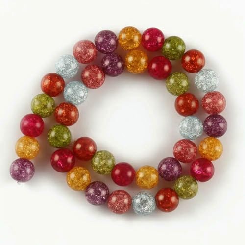 Mehrfarbige schneebedeckte Kristallperle, 4, 6, 8, 10, 12 mm, runde, lose Abstandsperlen für die Herstellung von DIY-Schmuck, Armbändern und Ohrringen, 15 Zoll, gemischte Farben, 4,0 m von HDJSDB