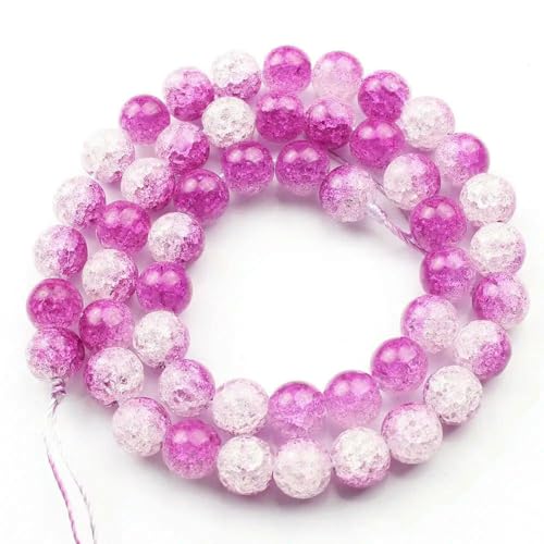 Mehrfarbige schneebedeckte Kristallperlen, 4, 6, 8, 10, 12 mm, runde, lose Abstandsperlen für die Herstellung von Schmuck, Armbändern und Ohrringen, 15 Zoll, Lila/Weiß, 12 mm (ca. 28 S von HDJSDB