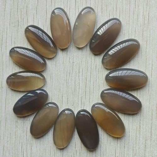 Mode-Mix Naturstein oval Cabochon Perlen DIY Schmuck Zubehör machen 15x30mm Großhandel 20 teile/los-grau Achat von HDJSDB
