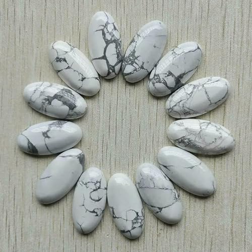 Mode-Mix Naturstein ovale Cabochon Perlen DIY Schmuck Zubehör machen 15x30mm Großhandel 20 teile/los-weiß türkis von HDJSDB