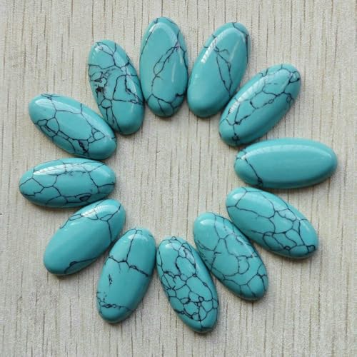 Mode-Mix Naturstein ovale Cabochons Perlen DIY Schmuck Zubehör machen 15x30mm Großhandel 20 teile/los-blau türkis von HDJSDB