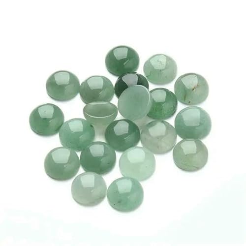 Modische 20 Stück/Los 10 mm runde flache Rückseite grüne Aventurin-Cabochons Perlen Naturstein Cabochon Basisperlen für DIY Schmuckherstellung-8 mm von HDJSDB