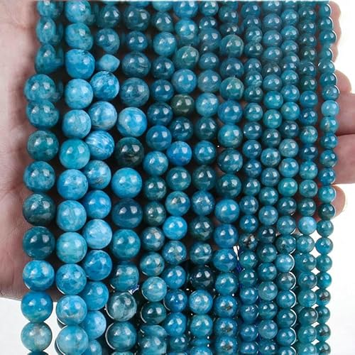 Mondsteinperlen, glänzend, rund, heilende Energie, Edelsteinperlen zur Schmuckherstellung, DIY-Armbänder, 38,1 cm, Apatit, L. 1–6–6,5 mm (58–60 Stück) von HDJSDB