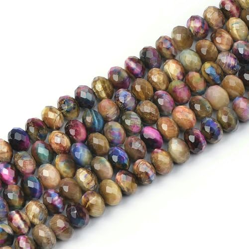 Natürlich gefärbter Tigerauge-Stein, lose Perlen zur Schmuckherstellung, DIY, facettierte Rondell, handgefertigtes Armbandzubehör, gefärbtes Tigerauge, 6 x 10 mm von HDJSDB