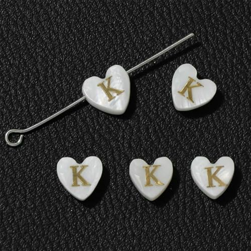 Natürliche Muschelperlen in Herzform, Buchstabe, Perlmutt, lose Perlen zur Schmuckherstellung, Armbandherstellung, DIY-Armband, 8–9 mm, K, 5 Stück Natürliche Muschelperlen in Herzform, Buchstabe, Perlmutt, lose Perlen zur Schmuckherstellung, Armbandherstellung, DIY-Armband, 8–9 mm, K, 5 Stück von HDJSDB