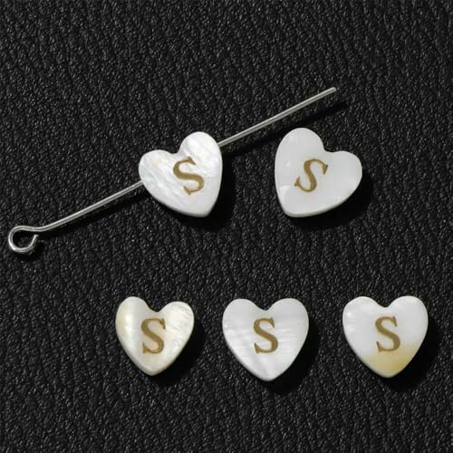 Natürliche Muschelperlen in Herzform, Buchstabe, Perlmutt, lose Perlen zur Schmuckherstellung, Armbandherstellung, DIY-Armband, 8–9 mm, S, 2 Stück Natürliche Muschelperlen in Herzform, Buchstabe, Perlmutt, lose Perlen zur Schmuckherstellung, Armbandherstellung, DIY-Armband, 8–9 mm, S, 2 Stück von HDJSDB
