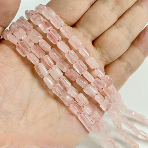 Natürliche Rosenquarzperlen, facettierte quadratische Herzform, Röhrenperle, rosa Kristallquarz, lose Perlen zur Schmuckherstellung, Halskette, DIY-Nr. 21, Rechteck, 6 x 8, ein Strang von HDJSDB