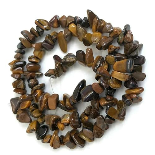 Natürliche Splittersteinperlen, unregelmäßiger Kies, Kristallquarzperlen zur Schmuckherstellung, DIY-Armband, Halskettenzubehör, 40,6 cm, Tigerauge von HDJSDB