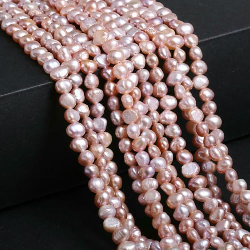 Natürliche Süßwasserperlen, weiß-rosa, unregelmäßige Perlen zur Schmuckherstellung, DIY-Ohrringe, Armbänder, Halsketten, Zubehör, Lila, 8–9 mm, 45 Stück von HDJSDB