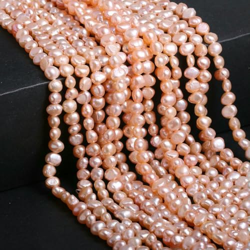 Natürliche Süßwasserperlen, weiß-rosa, unregelmäßige Perlen zur Schmuckherstellung, DIY-Ohrringe, Armbänder, Halsketten, Zubehör, Rosa, 4–5 mm, 80 Stück von HDJSDB