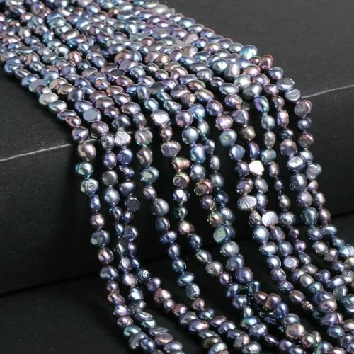 Natürliche Süßwasserperlen, weiß-rosa, unregelmäßige Perlen zur Schmuckherstellung, DIY-Ohrringe, Armbänder, Halsketten, Zubehör, Schwarz, 4–5 mm, 80 Stück von HDJSDB