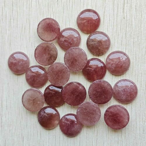 Natürliche Tigerauge Labradorit Quarz rot Stein runde Cabochon Perlen für Schmuck machen 20mm schnelle Lieferung Großhandel 20 Stück/Los-Erdbeere Gold von HDJSDB