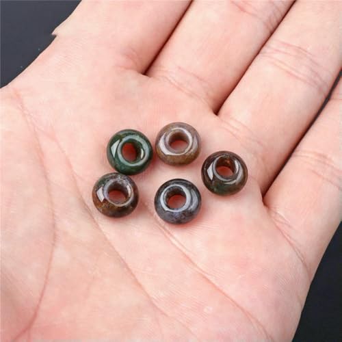 Natürliche indische Achat-Steinperlen in verschiedenen Formen, runde Röhren-Cabochon-Perlen, passend für Armbänder, Halsketten, Ringe, handgefertigte Accessoires, Nr. 33, 10 mm, 5 Stück von HDJSDB