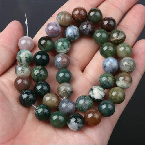 Natürliche indische Achat-Steinperlen in verschiedenen Formen, runde Röhren-Cabochon-Perlen, passend für Armbänder, Halsketten, Ringe, handgefertigte Accessoires, Nr. 4, 10 mm von HDJSDB