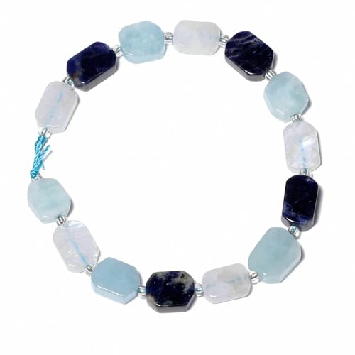 Natürliche rechteckige gemischte Steinperlen, Amazonit, Quarz, Tigerauge, Abstandsperlen für die Schmuckherstellung, DIY-Zubehör, Armbandzubehör, Typ 8, 8 x 12 mm, ca. 14 Stück von HDJSDB