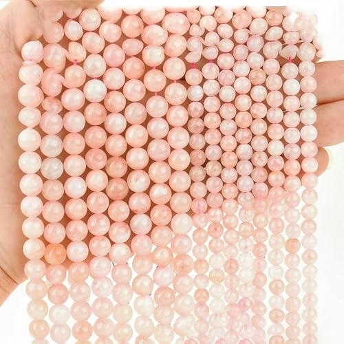 Natürliche rosa Morganit-Perlen, rund, lose Edelsteinperle zur Schmuckherstellung, DIY-Armband, Halskette, 6/8/10 mm Perlen - Rosa Morganit L.2-10-10,5 mm (33–35 Stück) von HDJSDB