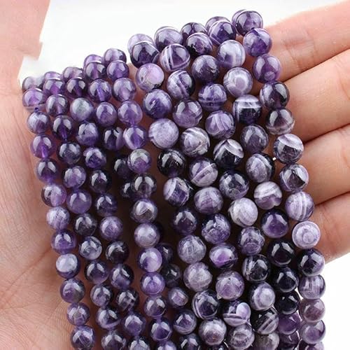 Natürliche rosa Morganit-Perlen, rund, lose Edelsteinperlen zur Schmuckherstellung, DIY-Armband, Halskette, 6/8/10 mm, Perlen-Traum-Amethyst-10–10,5 mm (33–35 Stück) von HDJSDB