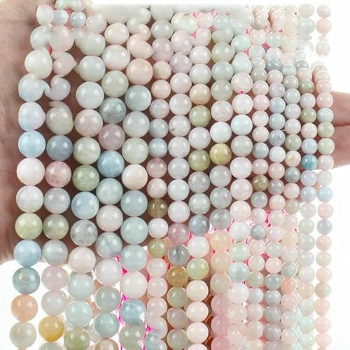 Natürliche rosa Morganit-Perlen, rund, lose Edelsteinperlen zur Schmuckherstellung, DIY-Armband, Halskette, 6/8/10 mm Perlen-Morganit L.2-8-8,5 mm (43–45 Stück) von HDJSDB