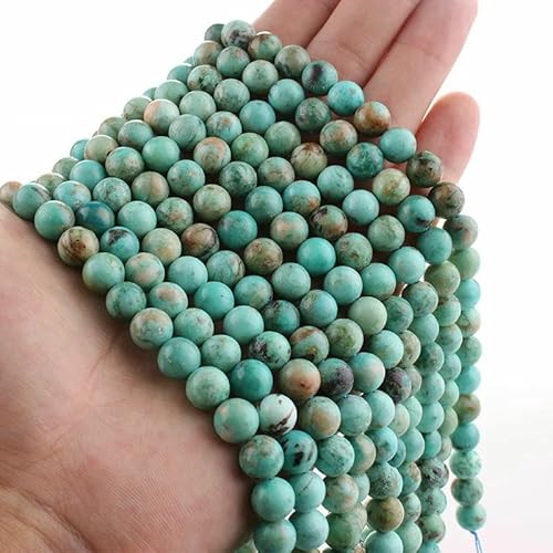 Natürliche rosa Morganit-Perlen, rund, lose Edelsteinperlen zur Schmuckherstellung, DIY-Armband, Halskette, 6/8/10 mm Perlen – Peru-Türkis, selten – 10–10,5 mm (33–35 Stück) von HDJSDB