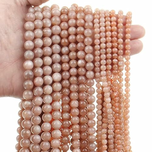 Natürliche rosa Morganit-Perlen, rund, lose Edelsteinperlen zur Schmuckherstellung, DIY-Armband, Halskette, 6/8/10 mm Perlen-Sonnenstein L.1-8-8,5 mm (43–45 Stück) von HDJSDB