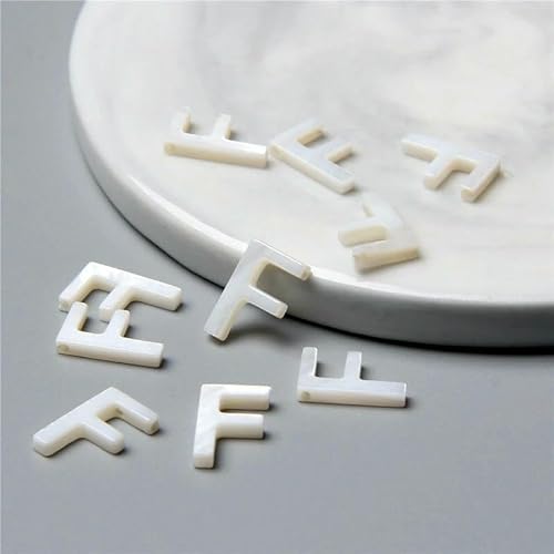 Natürlicher 26 Großbuchstabe Weiß Perlmutt Muschel Muschel Perlen Anhänger für Schmuckherstellung Halskette Dekor Accessoire Großhandel-F (7X12MM)-5PCS von HDJSDB